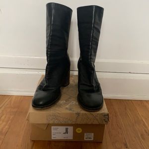Free People black Elle block heel boot, size 38